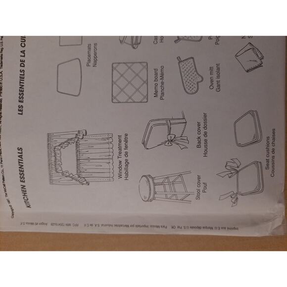 McCalls Home Decor 8605 Kitchen Essentials Curtain Chair Cushion Hot Pad Pattern - Picture 3 of 5